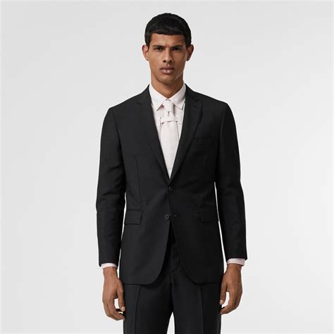 burberry slim fit wool mohair part-canvas suit size 36 black|Wool Tailored Jacket in Black .